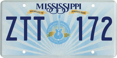 MS license plate ZTT172