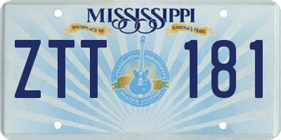 MS license plate ZTT181