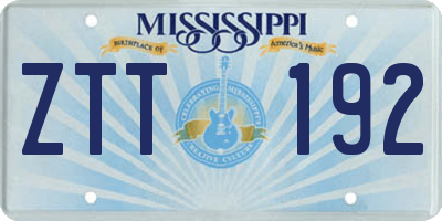 MS license plate ZTT192