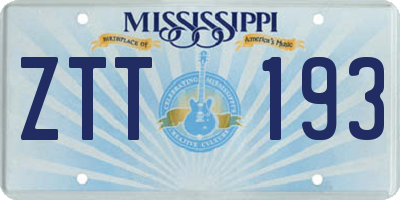 MS license plate ZTT193