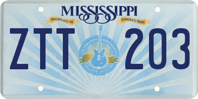 MS license plate ZTT203