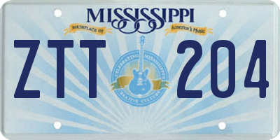MS license plate ZTT204
