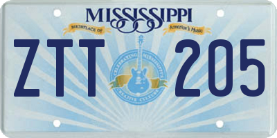 MS license plate ZTT205