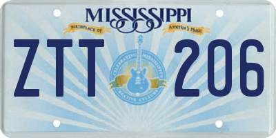 MS license plate ZTT206