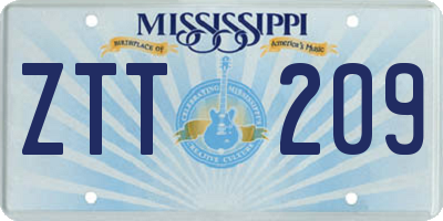 MS license plate ZTT209
