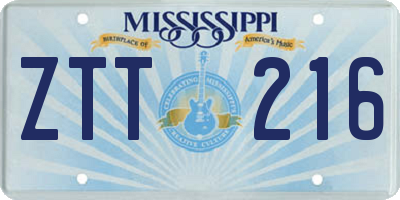MS license plate ZTT216