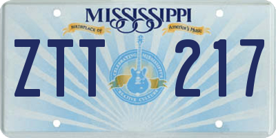 MS license plate ZTT217