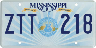 MS license plate ZTT218