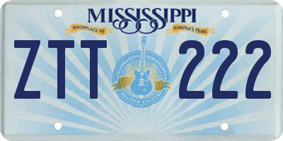 MS license plate ZTT222
