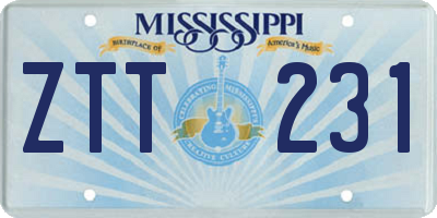 MS license plate ZTT231