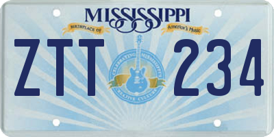 MS license plate ZTT234