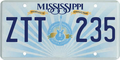MS license plate ZTT235