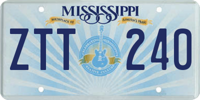 MS license plate ZTT240