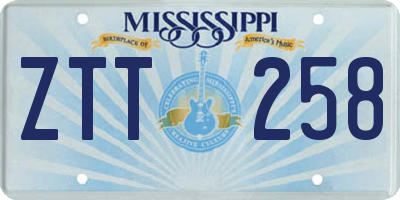 MS license plate ZTT258