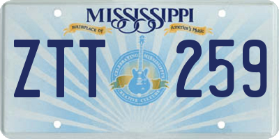 MS license plate ZTT259