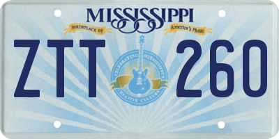 MS license plate ZTT260