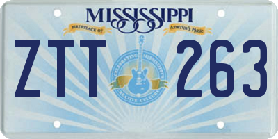 MS license plate ZTT263