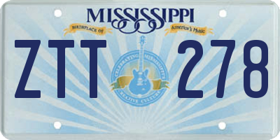 MS license plate ZTT278