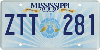 MS license plate ZTT281
