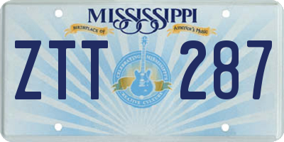 MS license plate ZTT287