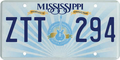 MS license plate ZTT294