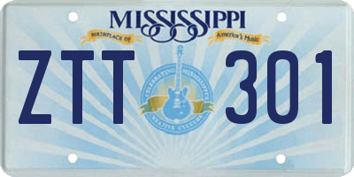 MS license plate ZTT301