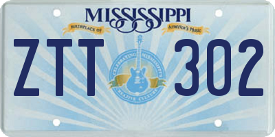 MS license plate ZTT302