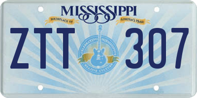 MS license plate ZTT307