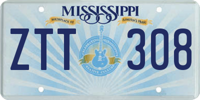 MS license plate ZTT308