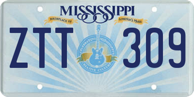 MS license plate ZTT309