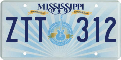 MS license plate ZTT312