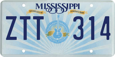 MS license plate ZTT314