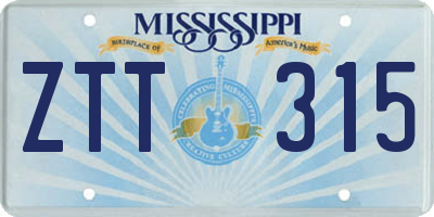 MS license plate ZTT315