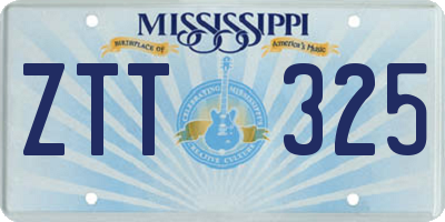 MS license plate ZTT325