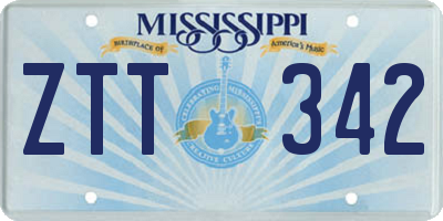 MS license plate ZTT342