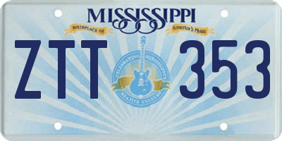 MS license plate ZTT353