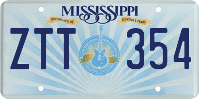 MS license plate ZTT354