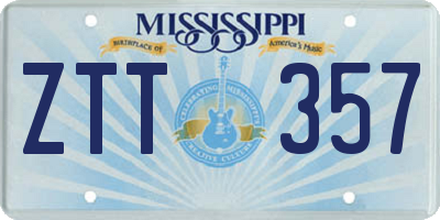MS license plate ZTT357