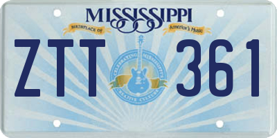 MS license plate ZTT361