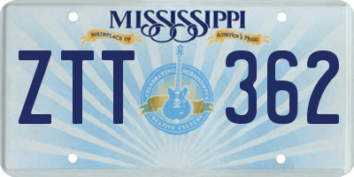 MS license plate ZTT362