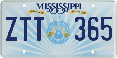 MS license plate ZTT365