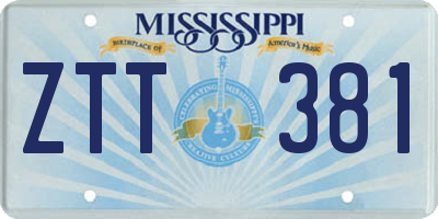 MS license plate ZTT381