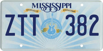 MS license plate ZTT382