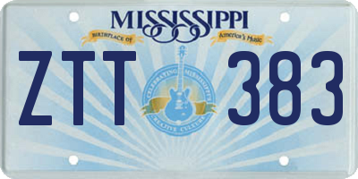 MS license plate ZTT383
