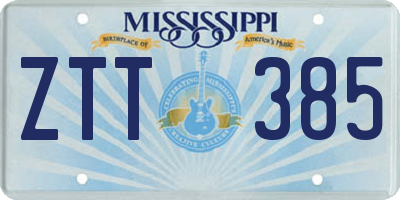 MS license plate ZTT385