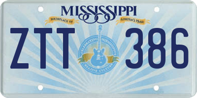 MS license plate ZTT386