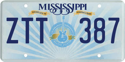 MS license plate ZTT387