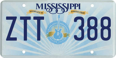 MS license plate ZTT388