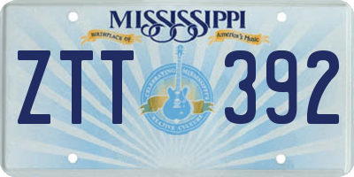 MS license plate ZTT392