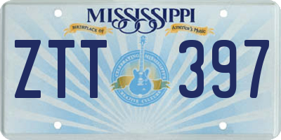 MS license plate ZTT397